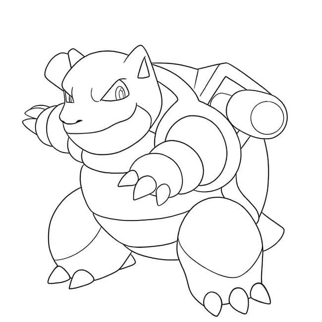 Blastoise boyama sayfası – çocuk aktivitesi, PDF indir