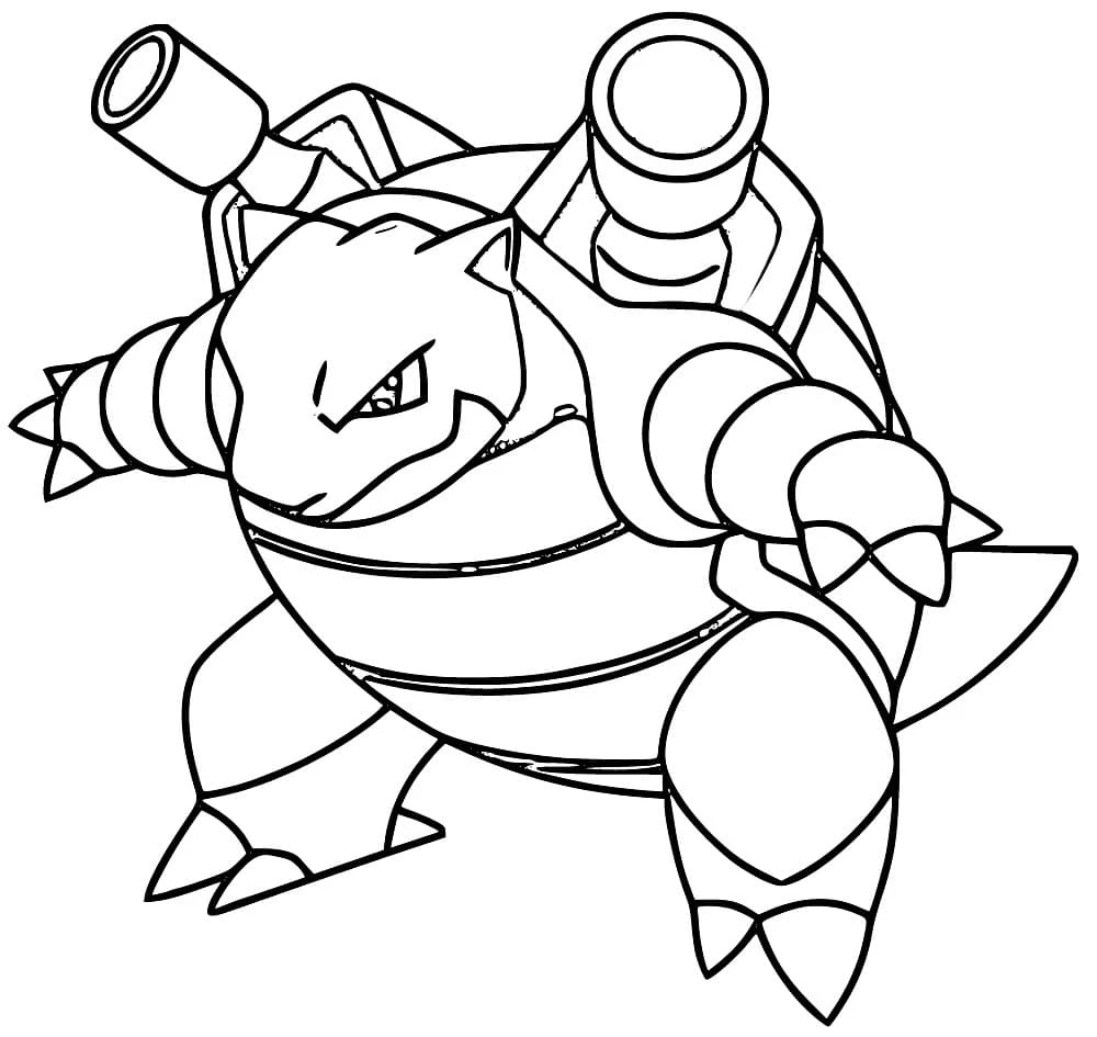 Blastoise boyama sayfası – sanatsal çalışma, çocuklar için