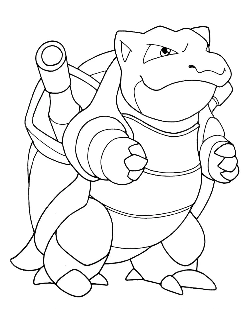 Blastoise boyama sayfası – basit çizim, kolay boyama