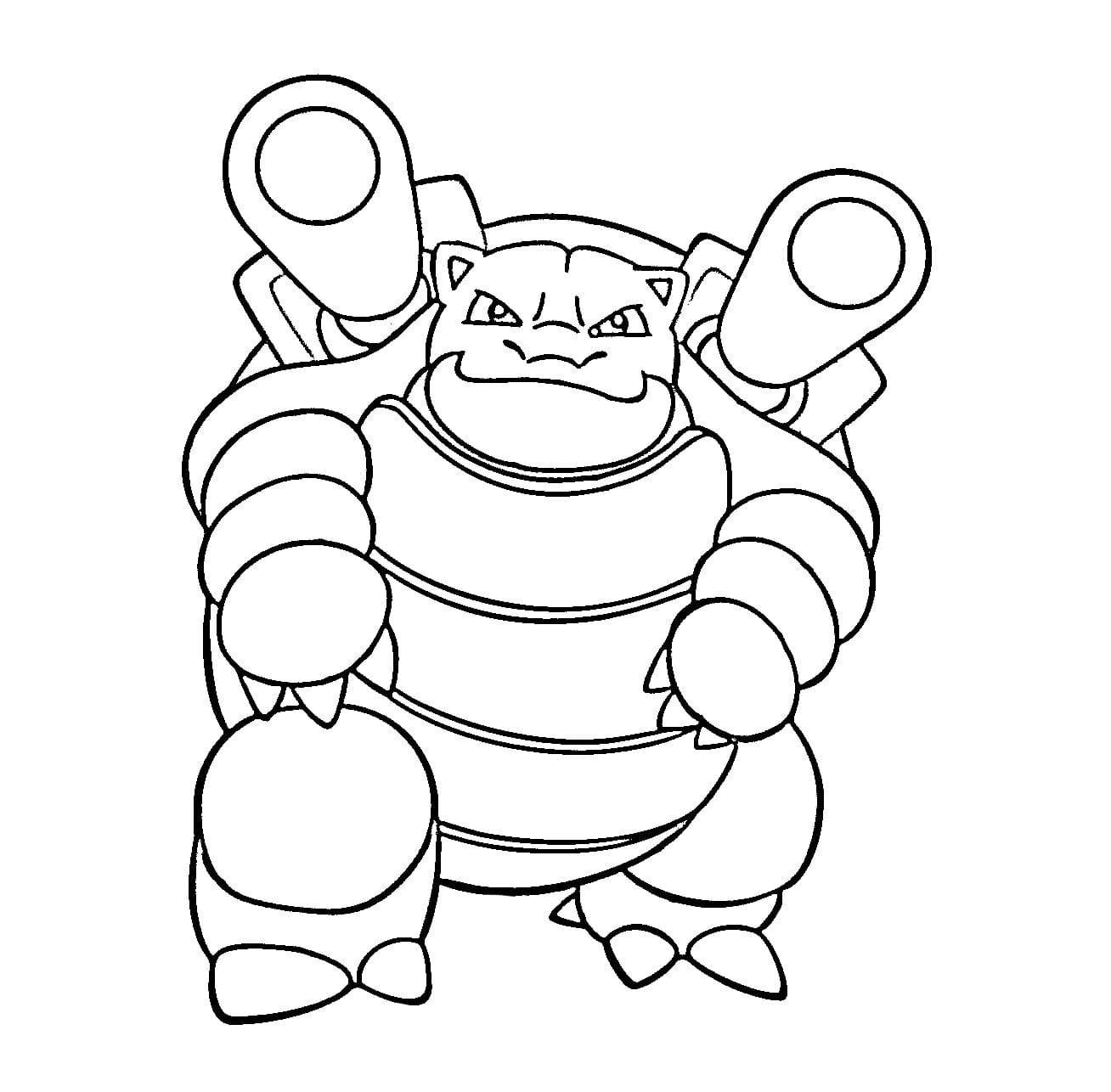 Blastoise boyama sayfası – renkli çizimler, okul öncesi
