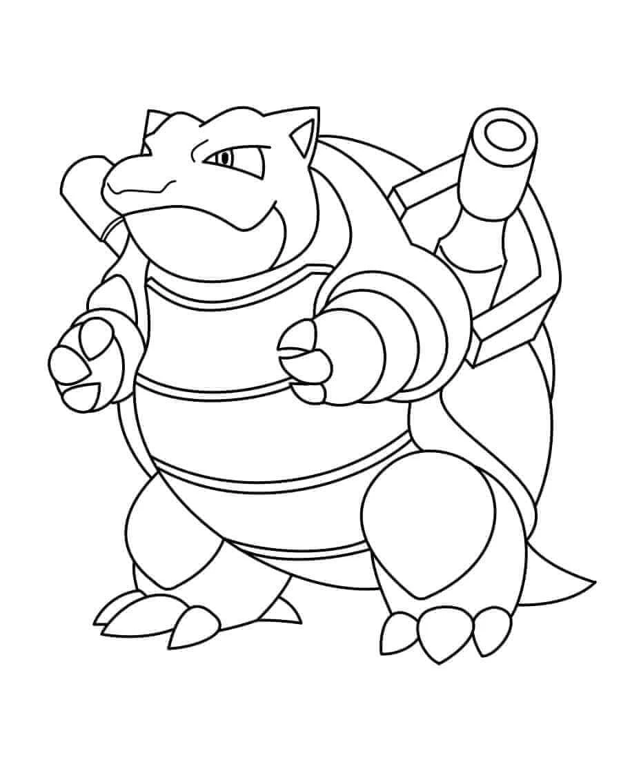 Blastoise boyama sayfası – PDF indir, sevimli karakter
