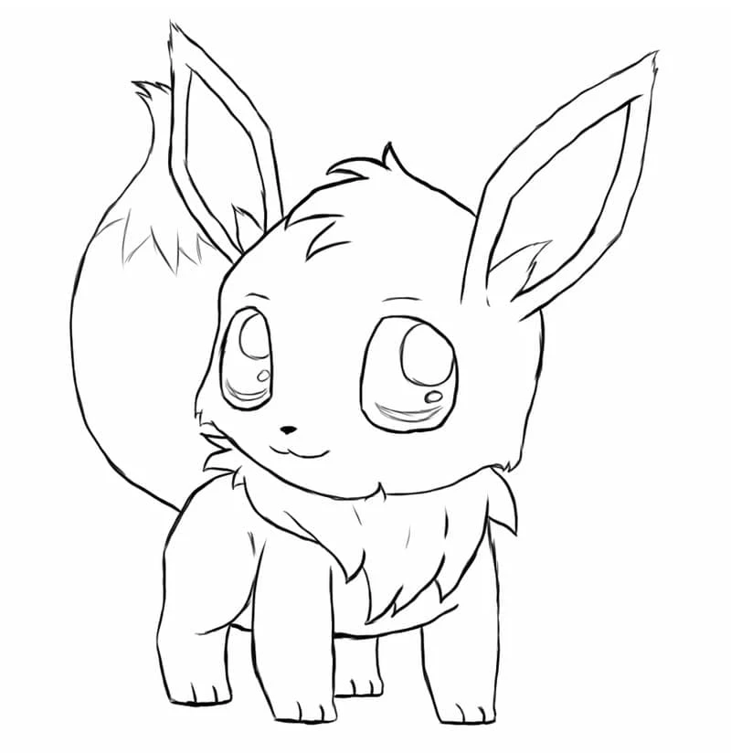 Eevee boyama sayfası – kolay boyama, eğitici aktivite