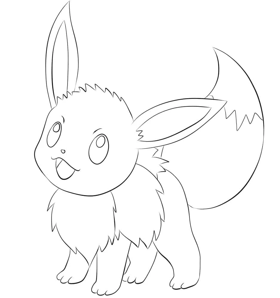 Eevee boyama sayfası – eğitici aktivite, yaratıcılık