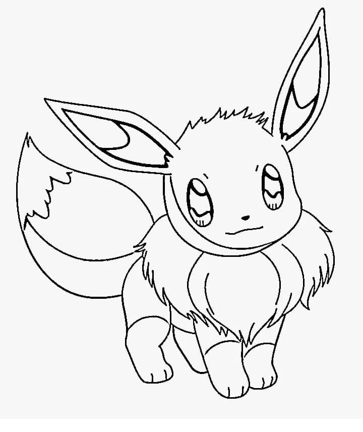 Eevee boyama sayfası – çocuk aktivitesi, PDF indir