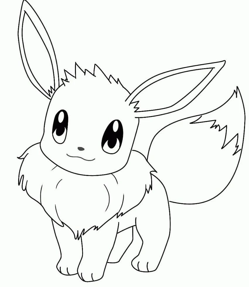 Eevee boyama sayfası – kolay boyama, eğitici aktivite