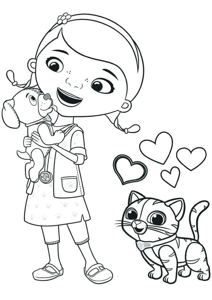 Doktor McStuffins boyama sayfası – basit çizim, kolay boyama
