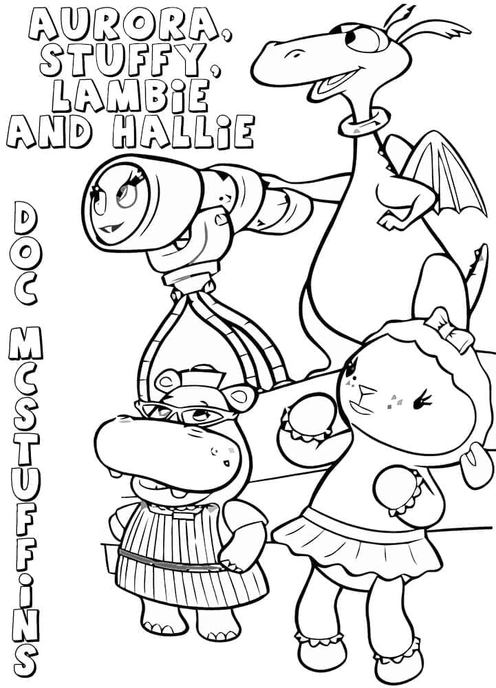 Doktor McStuffins boyama sayfası – renkli çizimler, okul öncesi