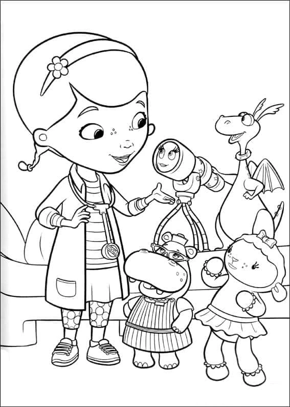 Doktor McStuffins boyama sayfası – çizgi film temalı, basit çizim