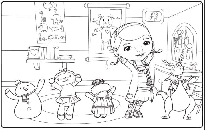 Doktor McStuffins boyama sayfası – ücretsiz yazdır, boyama etkinliği