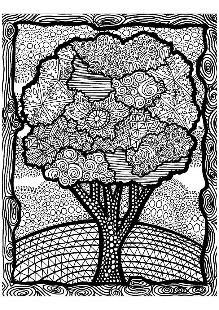 Zentangle boyama sayfası – çizgi film temalı, basit çizim