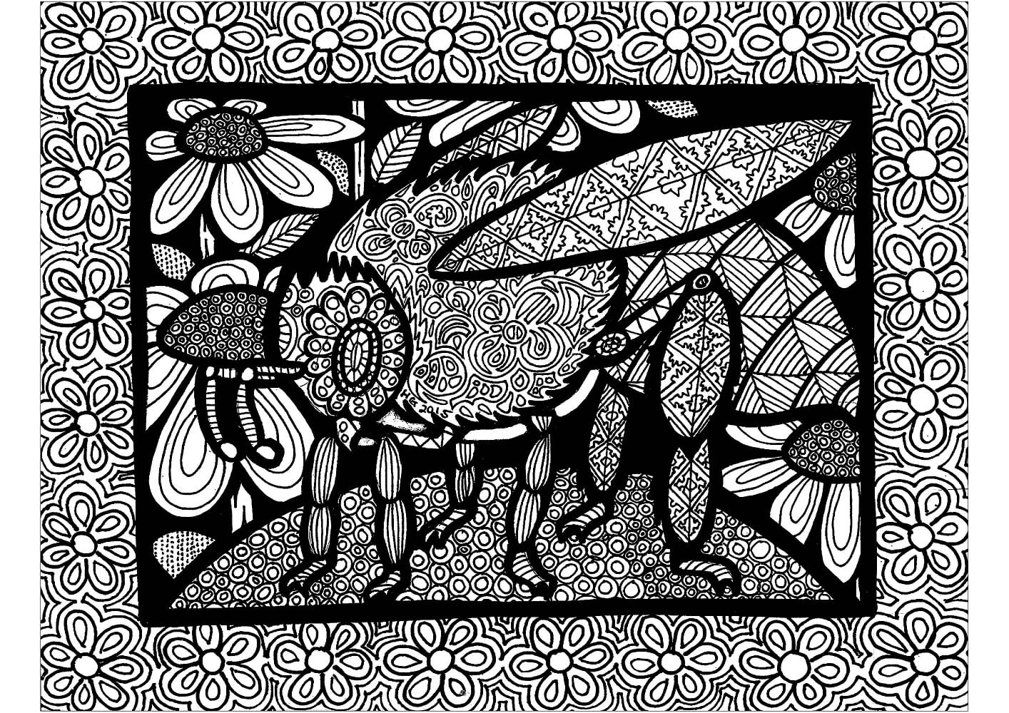 Zentangle boyama sayfası – el becerilerini geliştirir, boyama çalışması