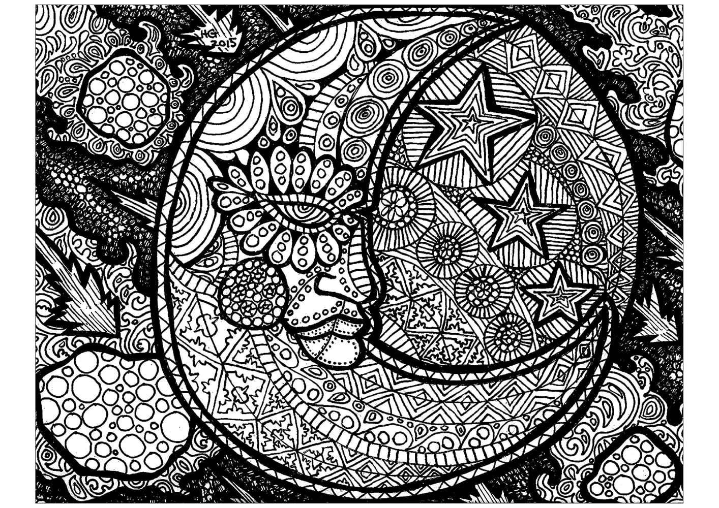 Zentangle boyama sayfası – evde etkinlik, ücretsiz yazdır