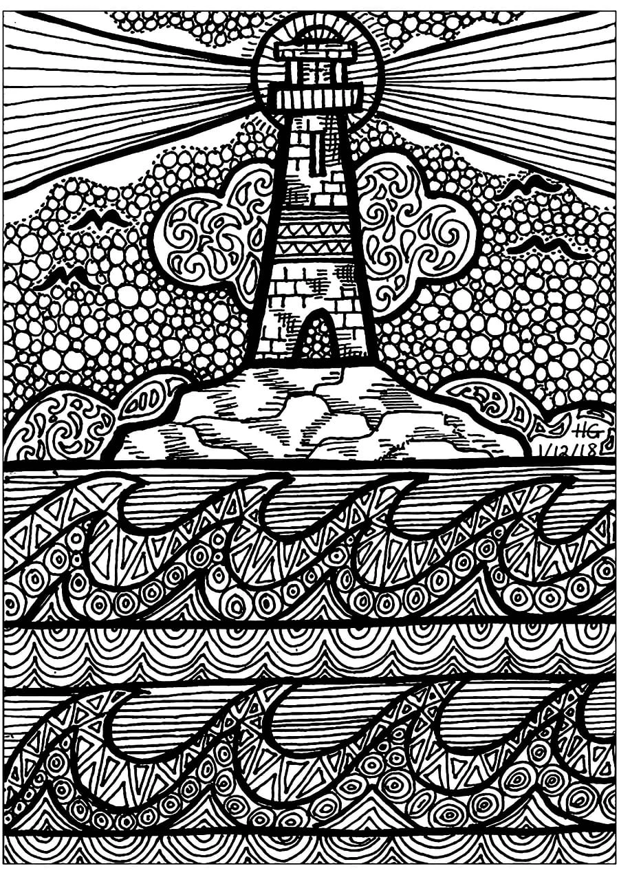 Zentangle boyama sayfası – çocuklar için, çizgi film temalı