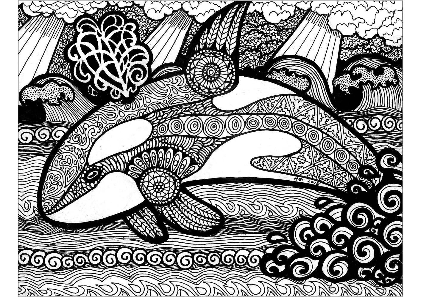 Zentangle boyama sayfası – yaratıcılık, eğlenceli etkinlik