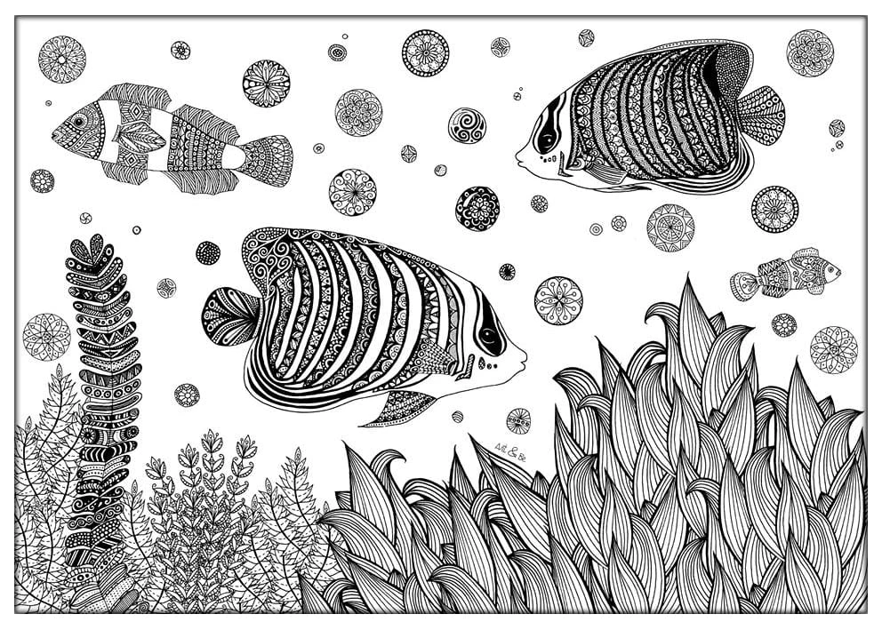 Zentangle boyama sayfası – çizgi film temalı, basit çizim