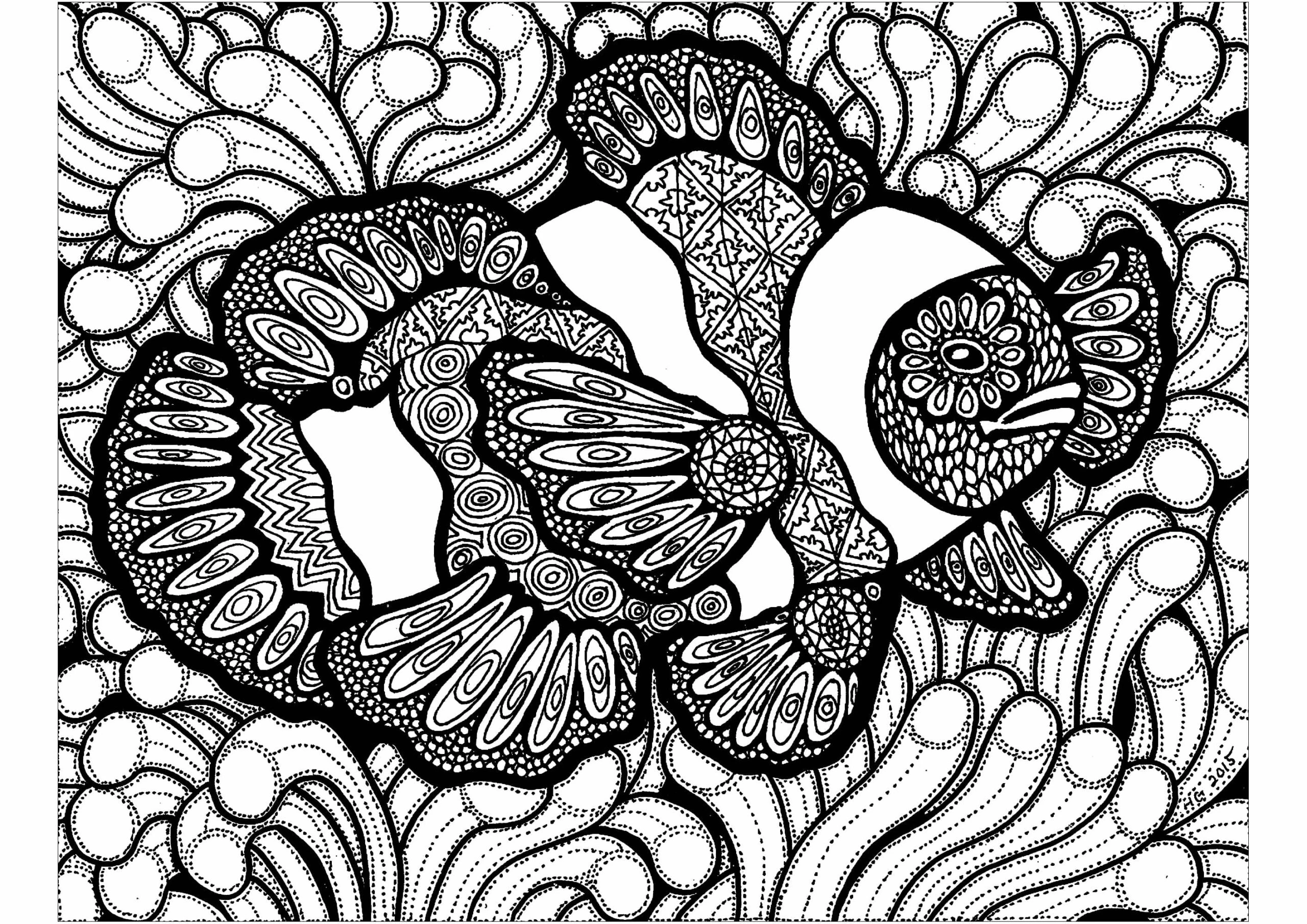Zentangle boyama sayfası – keyifli zaman, renkli çizimler