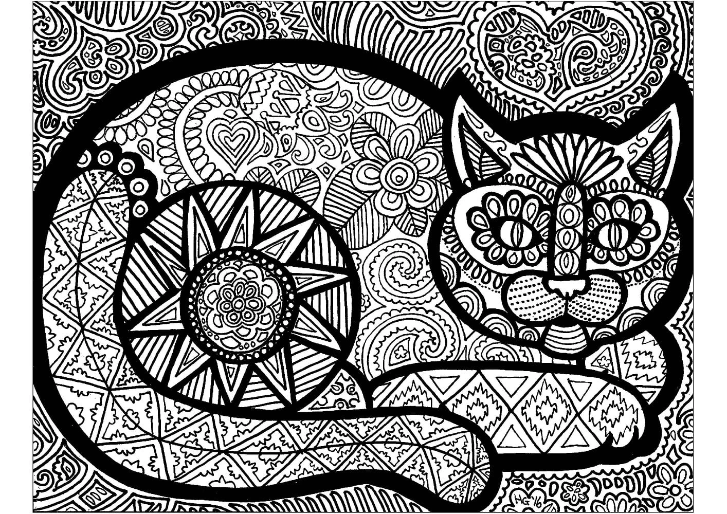 Zentangle boyama sayfası – basit çizim, kolay boyama