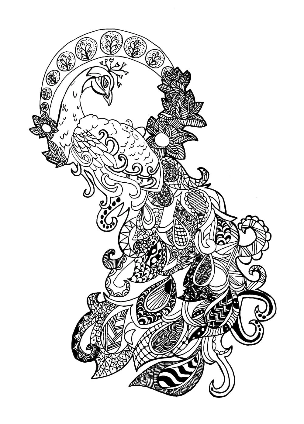 Zentangle boyama sayfası – PDF indir, sevimli karakter