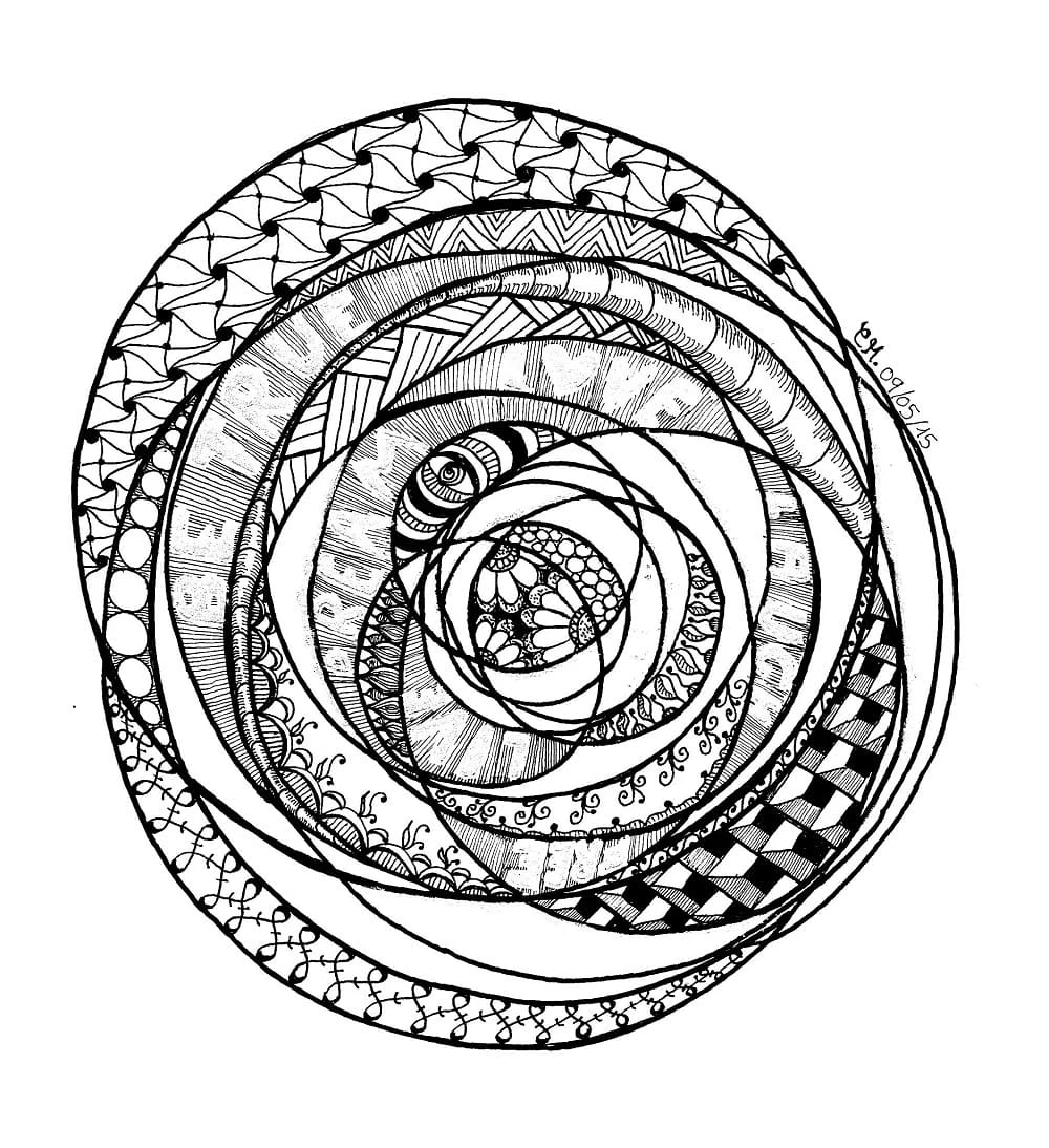 Zentangle boyama sayfası – eğlenceli etkinlik, el becerilerini geliştirir