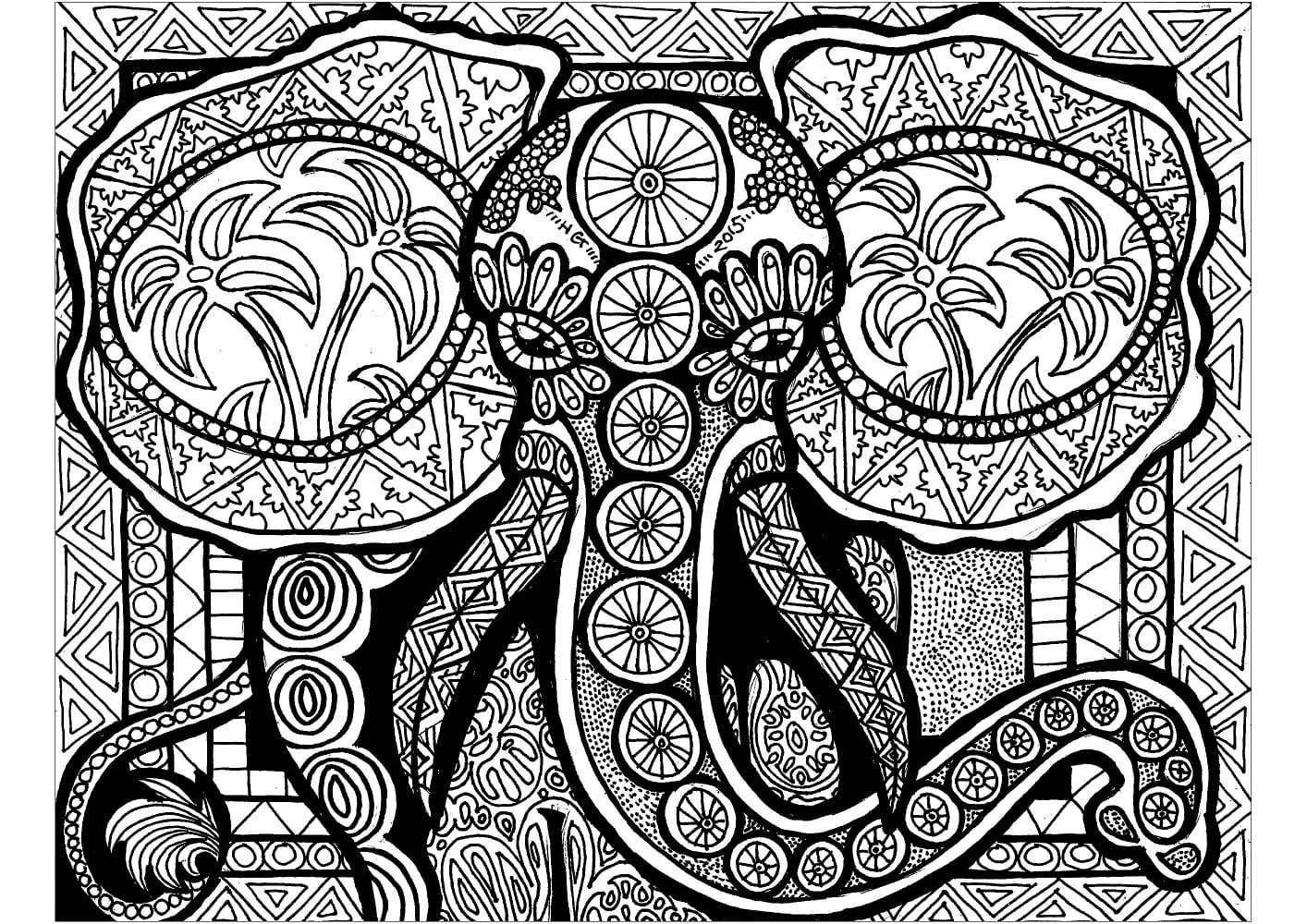 Zentangle boyama sayfası – okul öncesi, evde etkinlik
