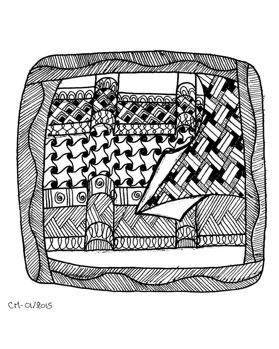 Zentangle boyama sayfası – sevimli karakter, sanatsal çalışma