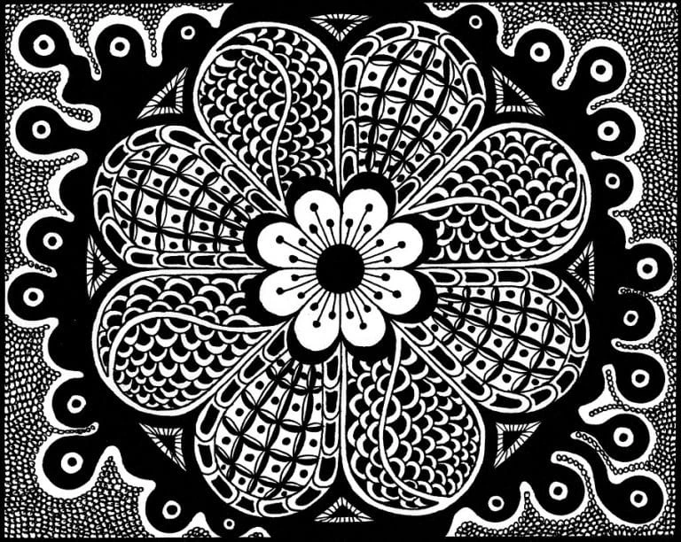 Zentangle boyama sayfası – yaratıcılık, eğlenceli etkinlik