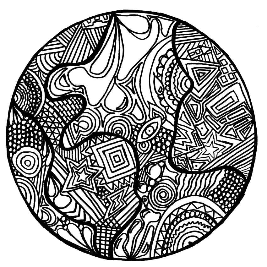 Zentangle boyama sayfası – renkli çizimler, okul öncesi