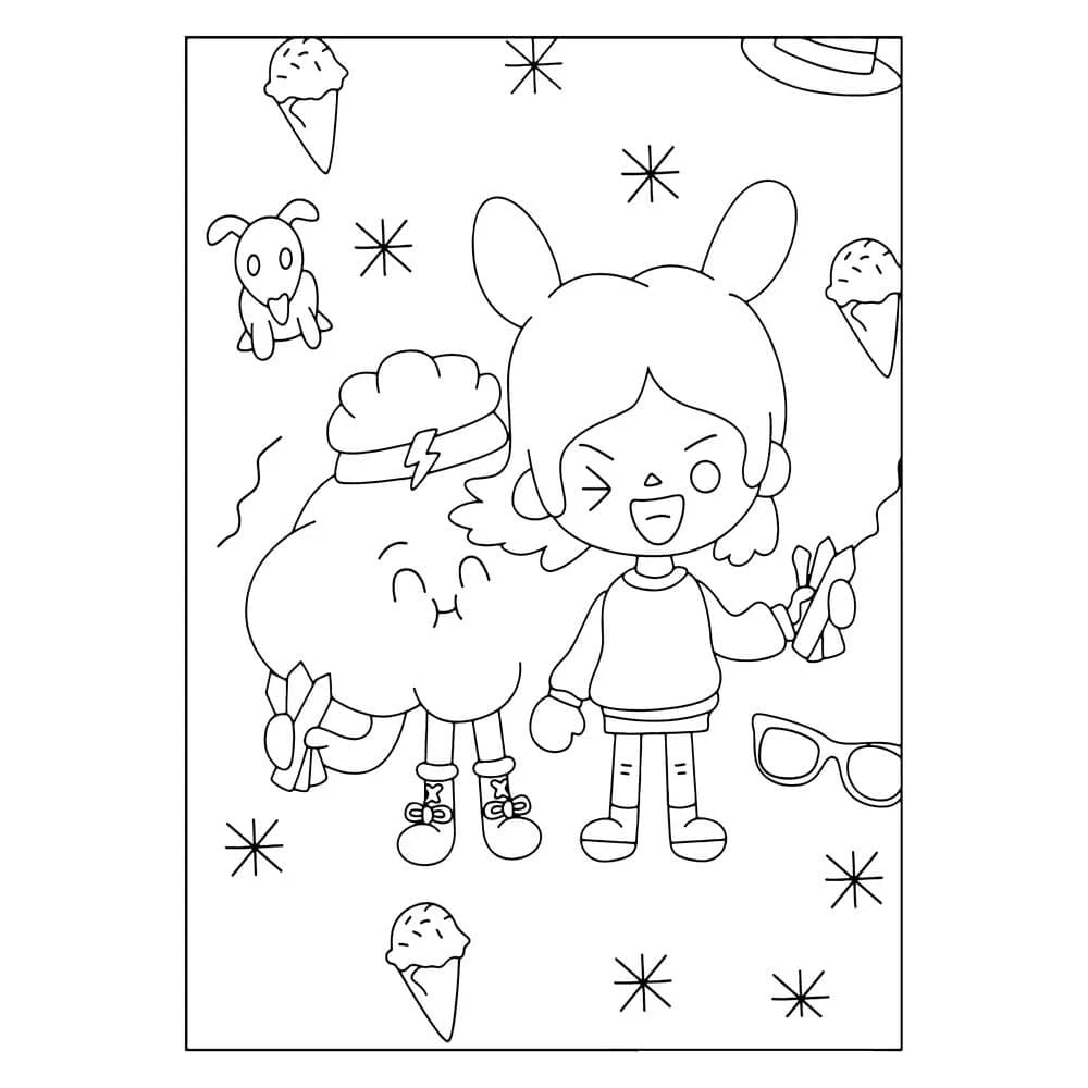Toca Boca boyama sayfası – çocuk aktivitesi, PDF indir
