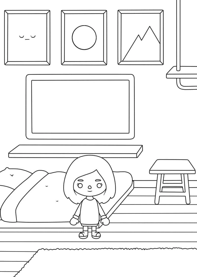 Toca Boca boyama sayfası – renkli çizimler, okul öncesi