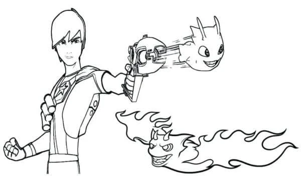 Slugterra boyama sayfası – basit çizim, kolay boyama