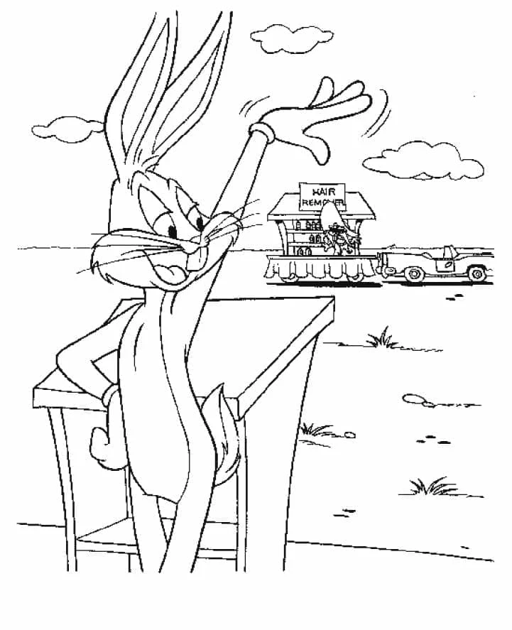 Bugs Bunny boyama sayfası – keyifli zaman, renkli çizimler