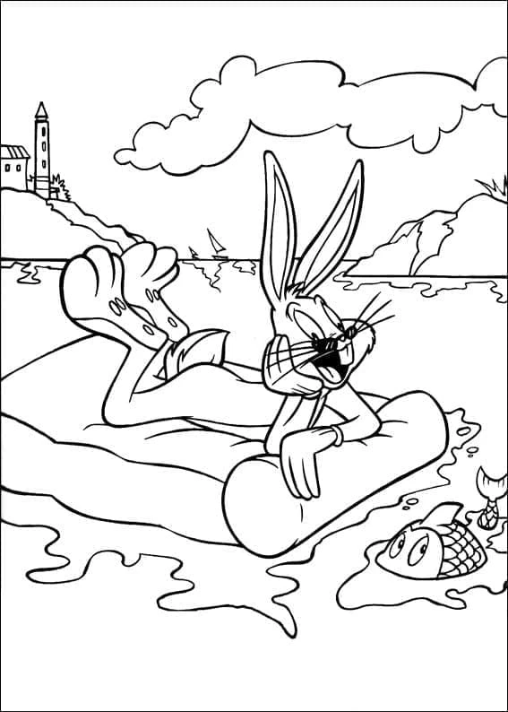 Bugs Bunny boyama sayfası – basit çizim, kolay boyama