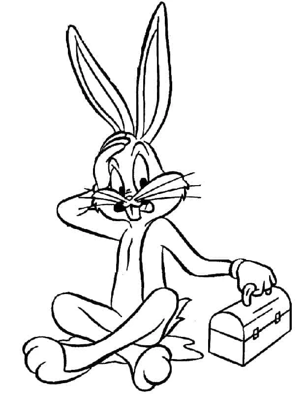 Bugs Bunny boyama sayfası – kolay boyama, eğitici aktivite