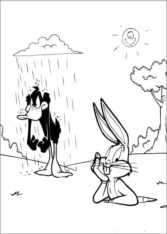 Bugs Bunny boyama sayfası – eğlenceli etkinlik, el becerilerini geliştirir