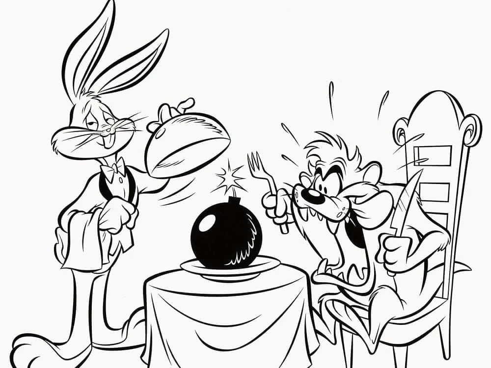 Bugs Bunny boyama sayfası – sevimli karakter, sanatsal çalışma