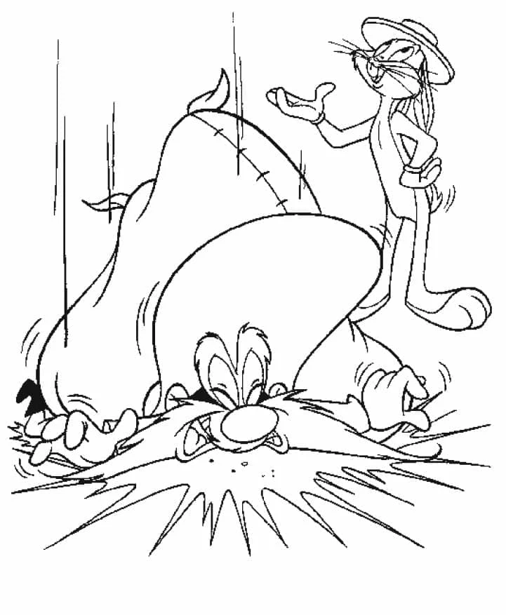 Bugs Bunny boyama sayfası – çizgi film temalı, basit çizim