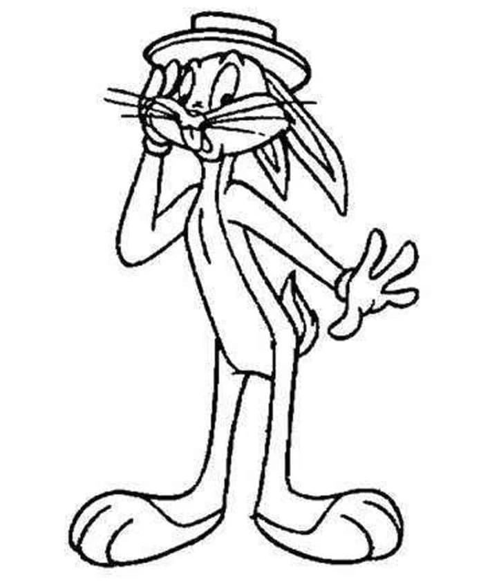 Bugs Bunny boyama sayfası – basit çizim, kolay boyama