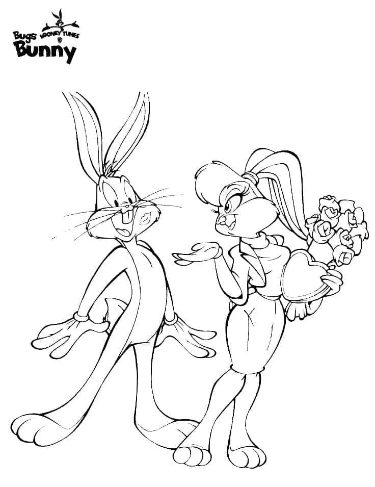 Bugs Bunny boyama sayfası – kolay boyama, eğitici aktivite