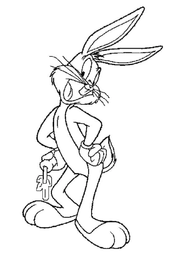 Bugs Bunny boyama sayfası – el becerilerini geliştirir, boyama çalışması