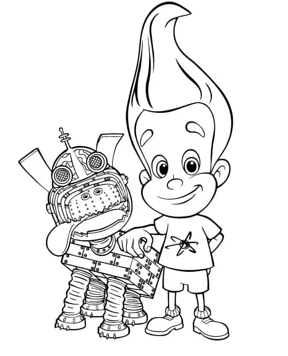 Jimmy Neutron boyama sayfası – PDF indir, sevimli karakter