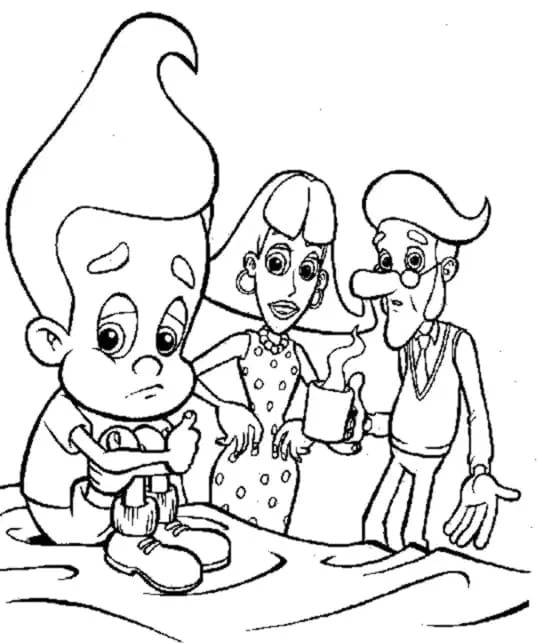 Jimmy Neutron boyama sayfası – çocuklar için, çizgi film temalı