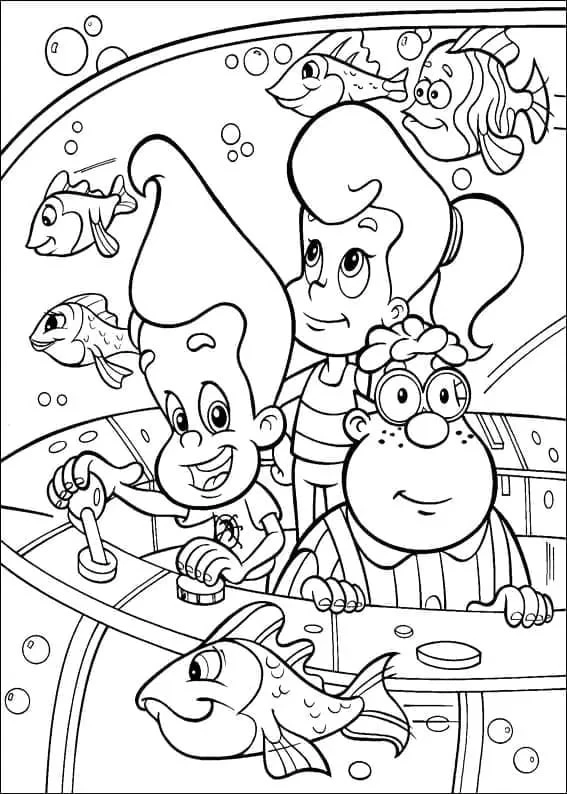 Jimmy Neutron boyama sayfası – PDF indir, sevimli karakter