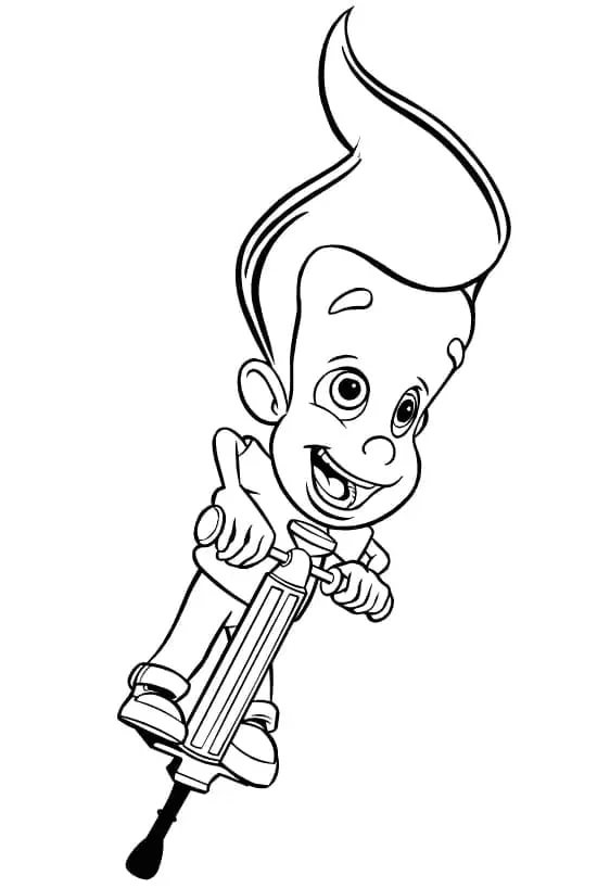 Jimmy Neutron boyama sayfası – çizgi film temalı, basit çizim