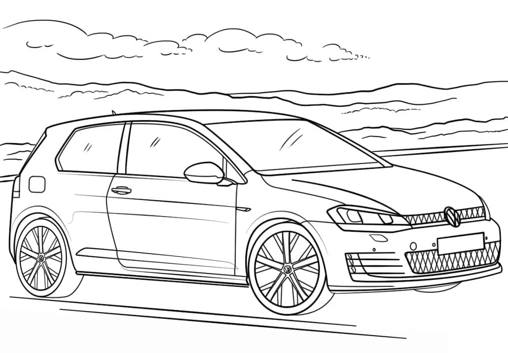 Volkswagen boyama sayfası – sevimli karakter, sanatsal çalışma