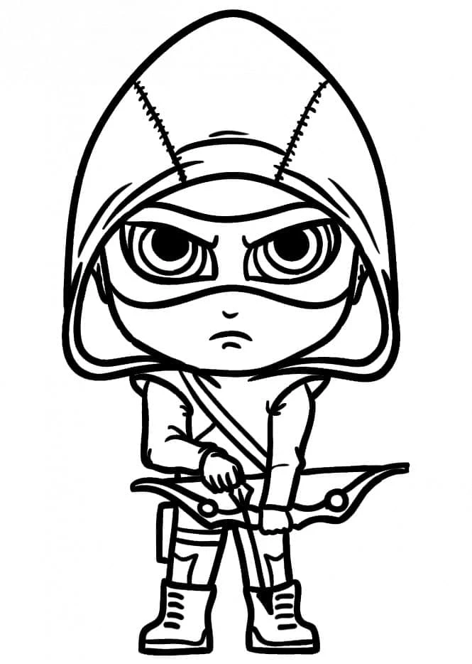 Green Arrow boyama sayfası – PDF indir, sevimli karakter