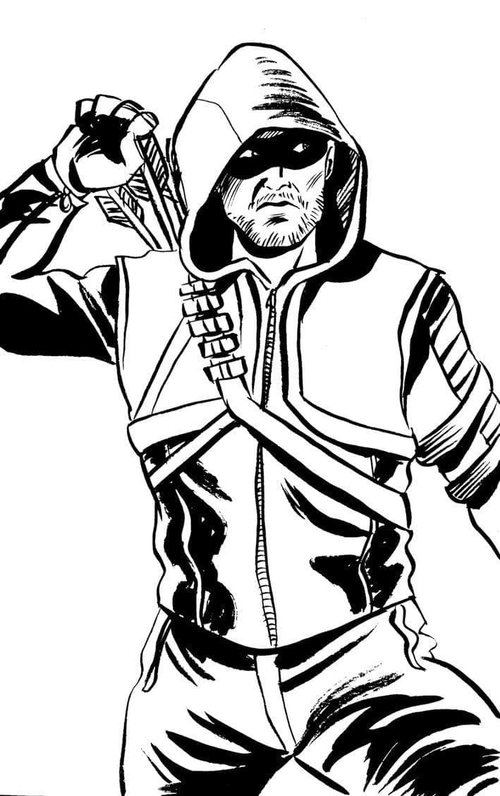 Green Arrow boyama sayfası – el becerilerini geliştirir, boyama çalışması