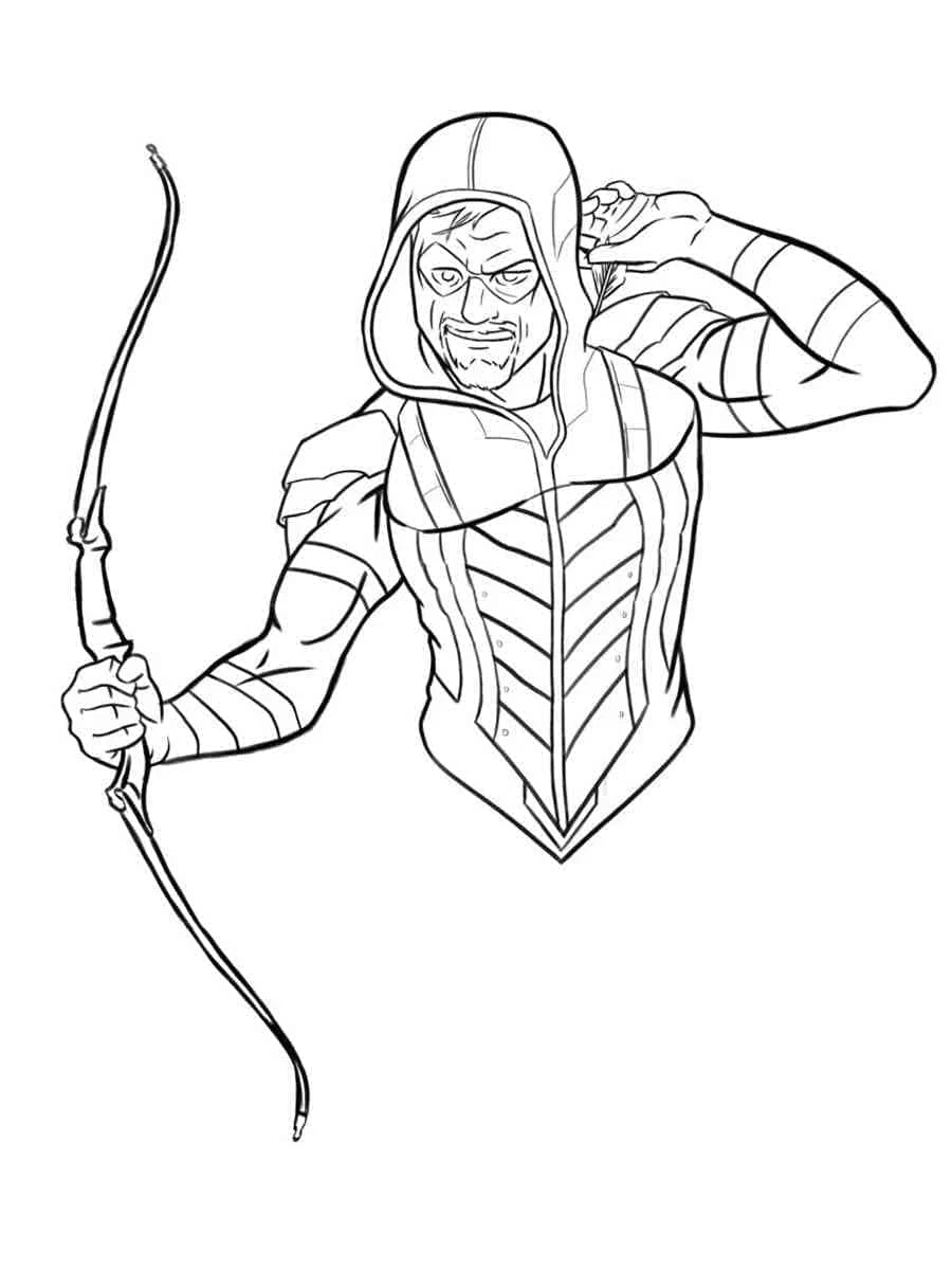 Green Arrow boyama sayfası – keyifli zaman, renkli çizimler