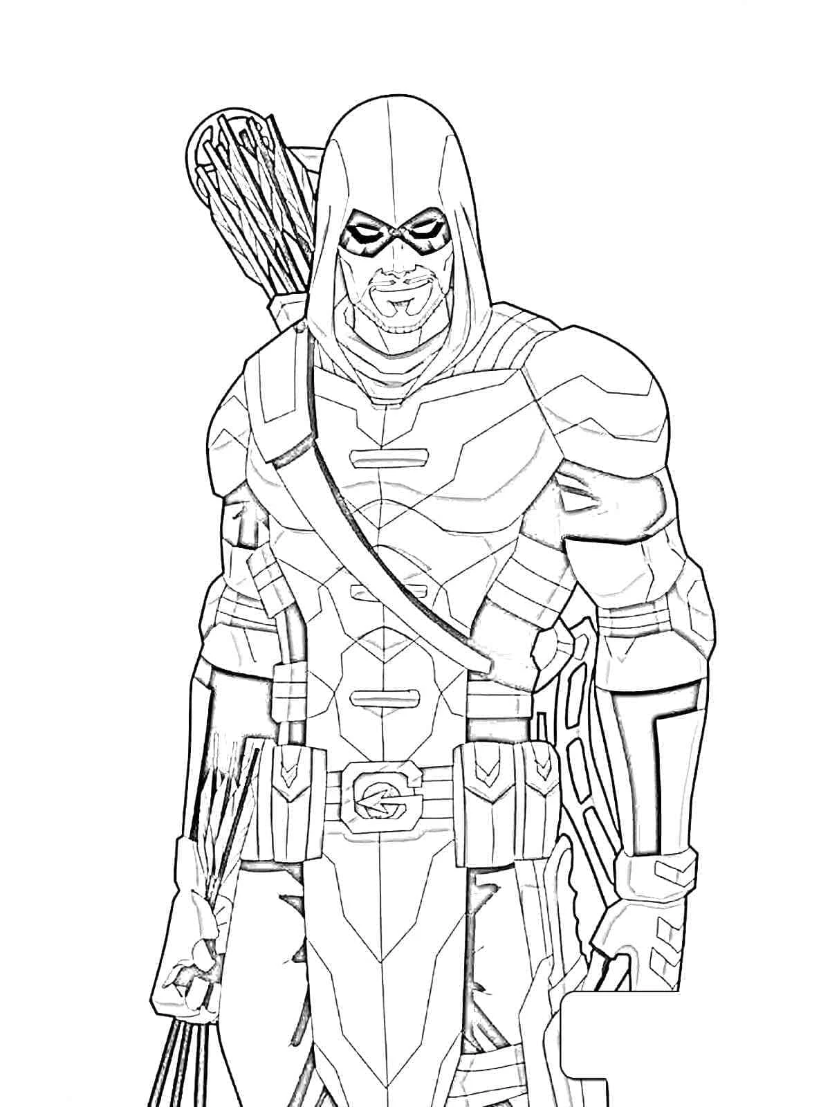 Green Arrow boyama sayfası – basit çizim, kolay boyama