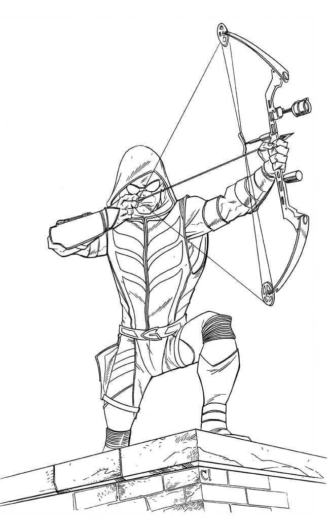 Green Arrow boyama sayfası – PDF indir, sevimli karakter
