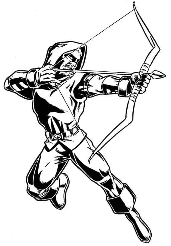 Green Arrow boyama sayfası – çocuklar için, çizgi film temalı